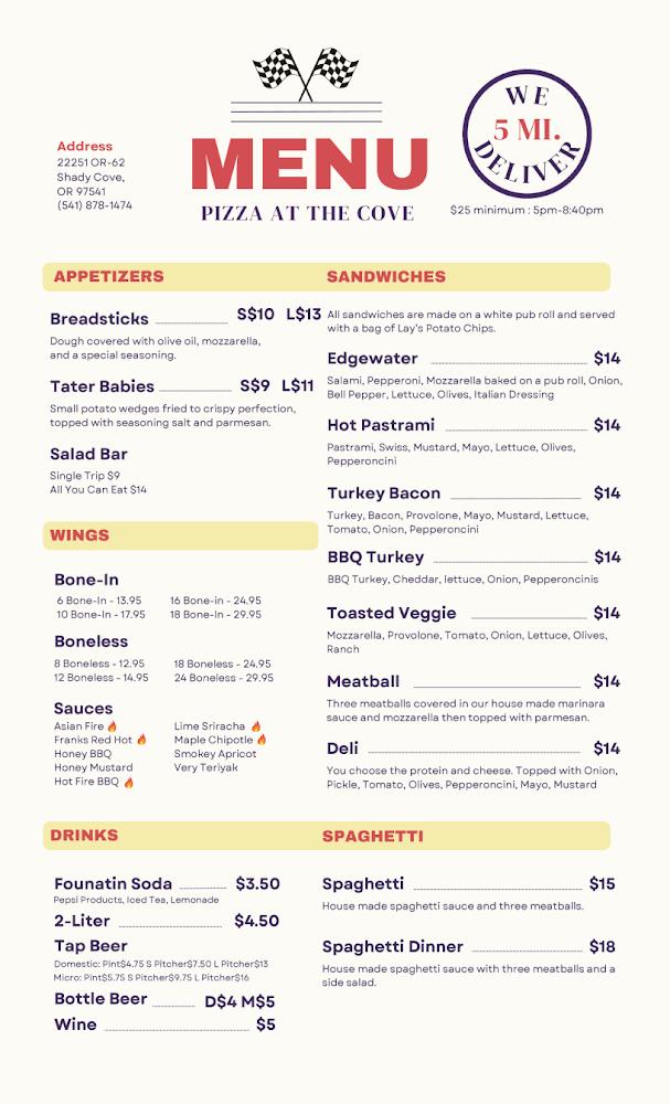 Pizza At the Cove Menu image 2